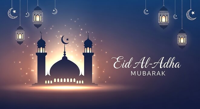 Beautiful mosque silhouette celebrating the blessed festival of Eid Al Adha