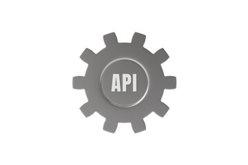 Obraz premium 3d API gear icon. API integration concept. minimal cartoon settings cog for software development and automation service. isolated on white transparent background. 3d render.