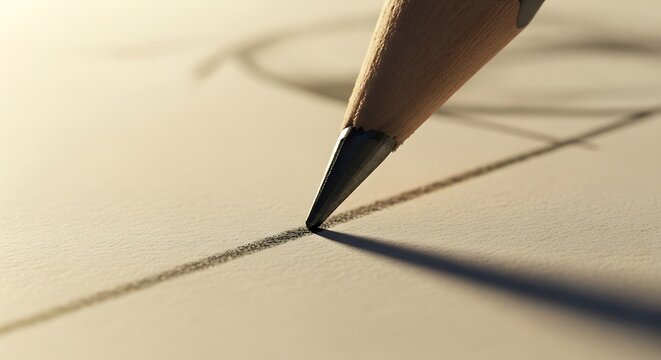 A pencil draws a line on a piece of paper with precision and care indoors.