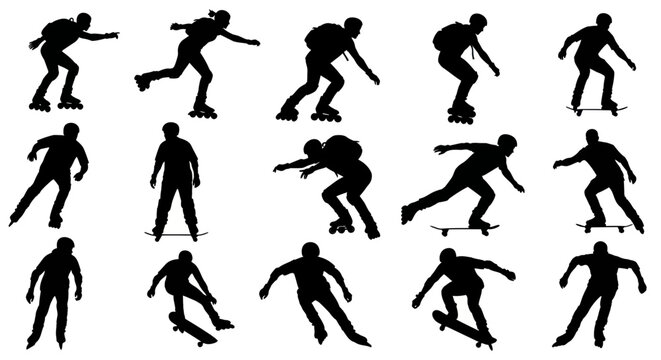 Skateboarding and Rollerblading Silhouettes Collection