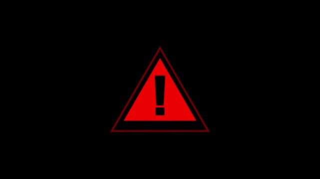 Risk caution message icon animation. Danger error icon. Warning Sign Background 4K Looping Animation. glowing Exclamation icon animation. alert risk safety danger road warning sign