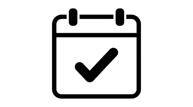 Vector calendar icon and clipboard with check mark illustration for business event date design featuring a professional briefcase symbol on a web page button