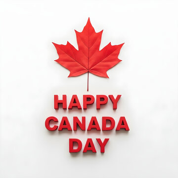 Happy canada day festive red maple leaf celebration text for july 1st