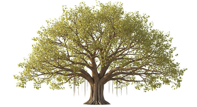 Large Bothi tree or Pipal tree isolated on transparent background, Png file