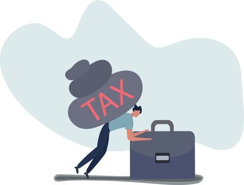 Heavy tax burden to pay off, weight or debt problem, bankruptcy or financial problem, government obligation concept.person's life situation and his activities.