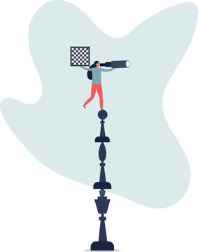 Success strategy, plan ahead to win business competition, leadership vision or looking for opportunity, competitor analysis concept.person's life situation and his activities.
