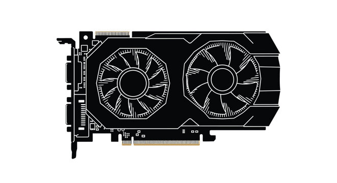 Graphics card silhouette on a white background