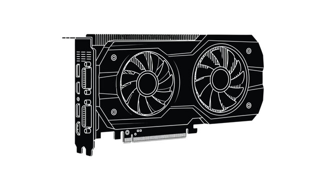 Graphics card silhouette on a white background