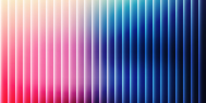 Abstract background with vertical glowing neon stripes in a vibrant gradient transition from warm pink and orange to cool blue and deep purple