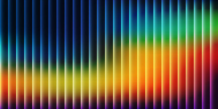Abstract background with glowing vertical rainbow lines and neon light effects on dark background