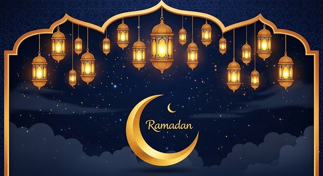 Eid al adha mubarak stunning islamic lanterns and crescent moon design for festive celebrations and greetings
