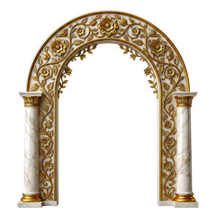Fototapeta premium ornate archway with golden floral decorations and marble columns on white background high quality professional detailed modern elegant stylish clean crisp