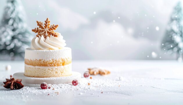 Snow inspired dessert high key lighting, no people
