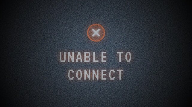 Digital Connection Lost and Unable to Connect Error Message with Glitch Effect.