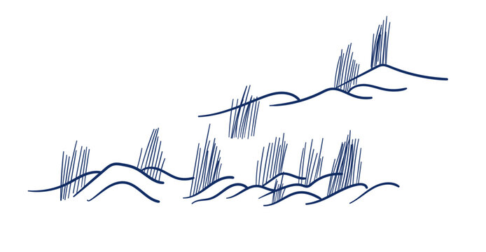 hills steppe hand drawn vector ink traditional oriental asian Indian design isolated