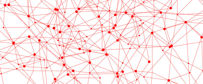 Abstract white red digital technology futuristic communication high tech concept background. Technology dots lines connect network background.