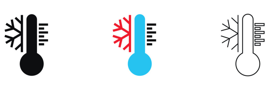 Heat and ice protection icons set in styles. Collection of fire and snowflake shield icons representing heat and cold protection, insulation, and temperature resistance in multiple design styles.