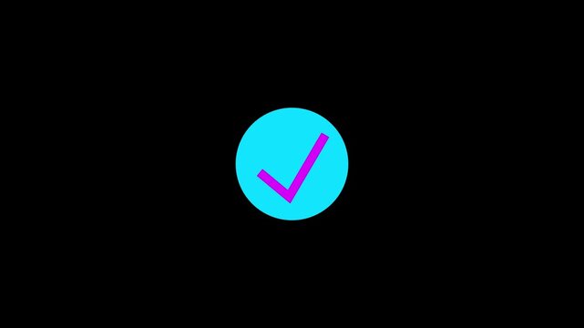 Tik mark icon and dark background chak mark 4k motion video animation.
