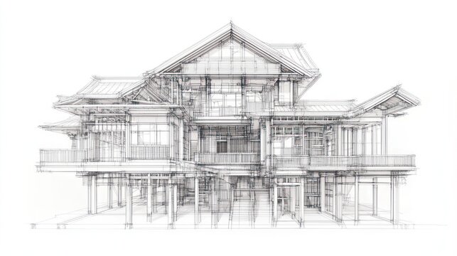 Architectural Drawing of a Japanese-Style House