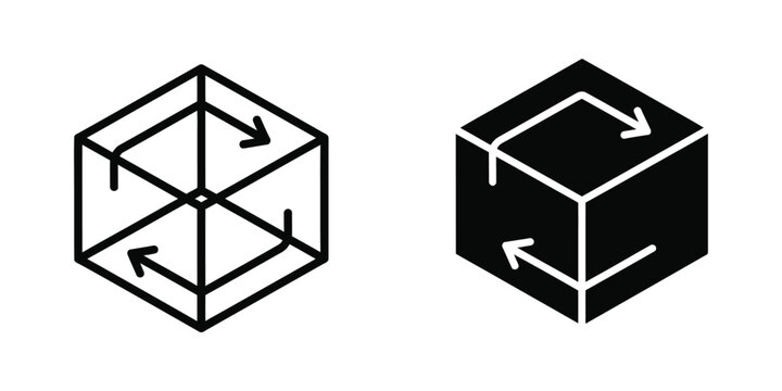 Isometric cube rotation arrows icon set