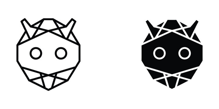 Minimalist cute owl face with antennae vector illustration