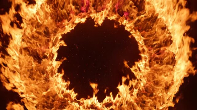 Circular fire ring with sparks ideal for sleek commercial backgrounds and title sequences