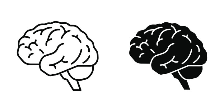 Simple black and white brain illustration vector