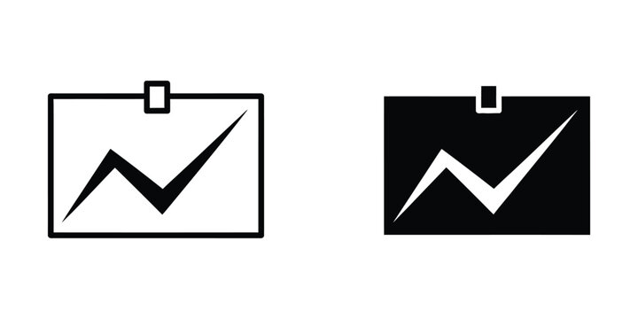Minimalist up and down trend line chart icon with black and white contrast