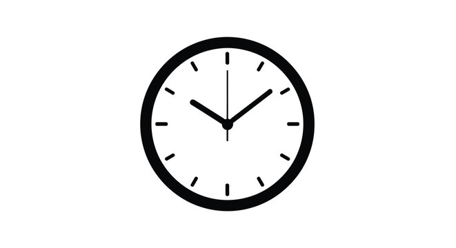 Wall clock silhouette on a white background simple timekeeping design