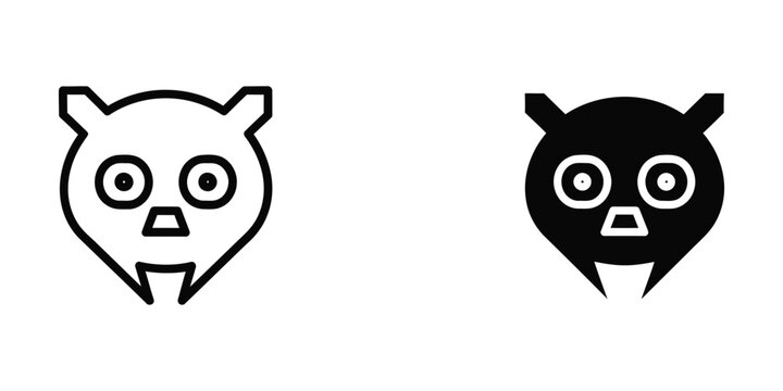 Black and white cute cartoon cat and sloth faces