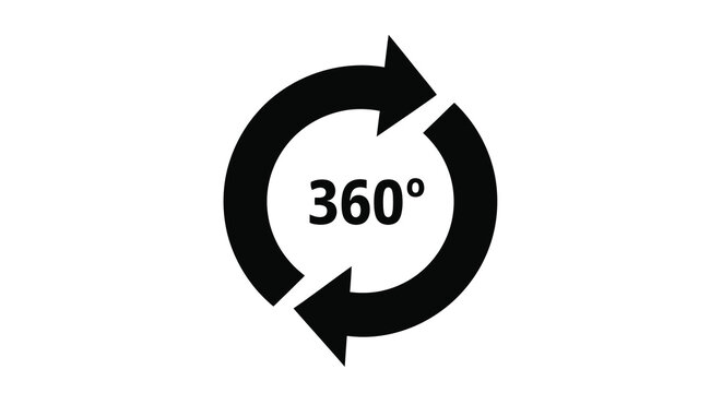 360 degree rotation icon black circular arrow symbol
