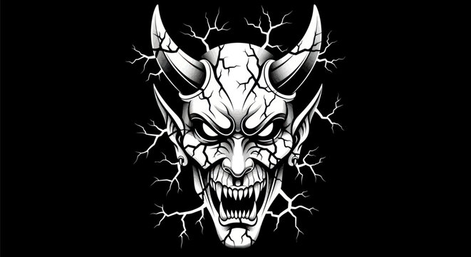 Fiendish demon face vector illustration