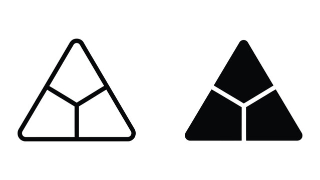 Black and white geometric triangle with split center design