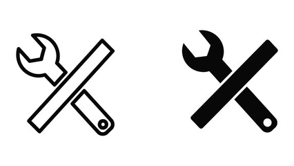 Crossed wrenches icon in black and white vector style © Marom Ali Stock