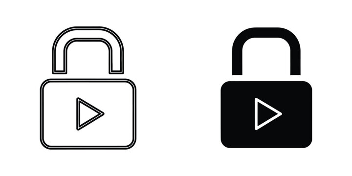 Locked media play button icons in open and closed states
