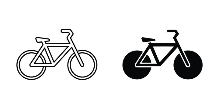 Two simple bicycle icons with different wheel styles