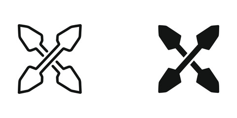 Black and white crossed shovels icon design © parvnstock