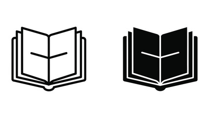 Naklejka premium Open book icon with black and white color variation