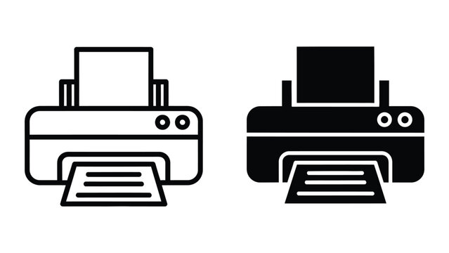 Minimalist printer icon pair in contrasting styles