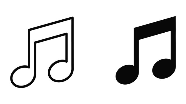 Black and white musical notes icon set with quarter notes