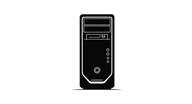 Computer tower silhouette on a white background