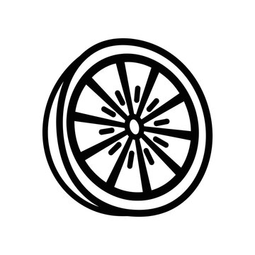 Black and white wagon wheel icon isolated on white background vector