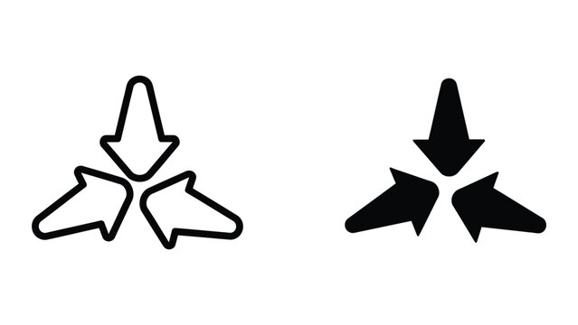 Black and white upward trident arrows icon design
