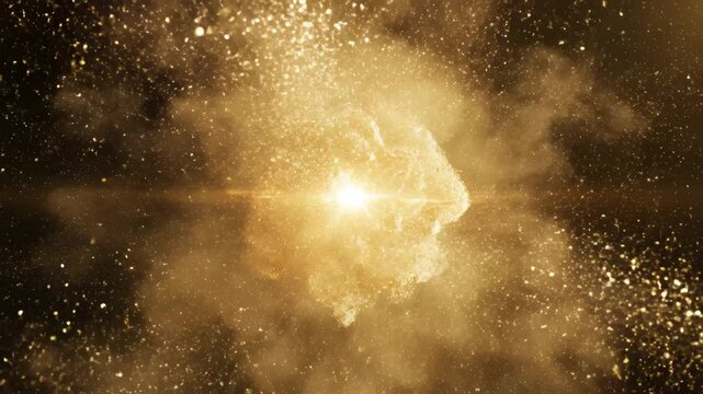 Golden powder explosion ideal for sleek commercial backgrounds and title sequences