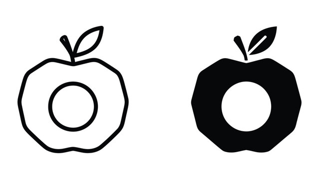 Simple apple icons with bite marks in contrasting styles