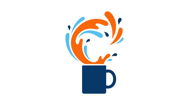 Colorful Coffee Cup with Splash Design.