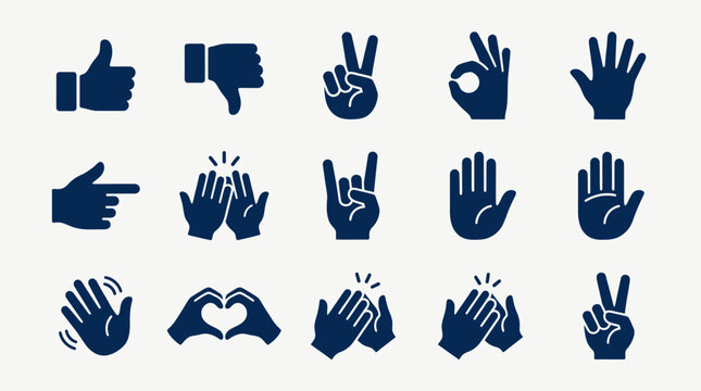 Hand signs and gestures icons.