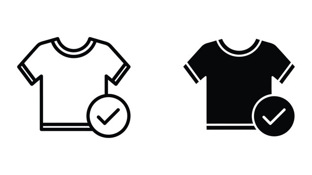 Black and white t-shirt icons with checkmark approval symbols