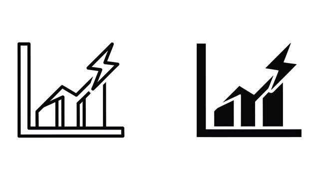 Upward growth business chart with lightning bolt icon