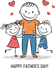 Fototapeta premium A clean and modern Happy Father’s Day illustration in minimal line art style.Happy Fathers Day Line Art Illustration Minimal Family Outline Drawing Vector